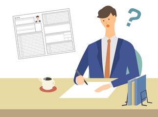 履歴書　転職活動　就職活動　ベクターイラスト