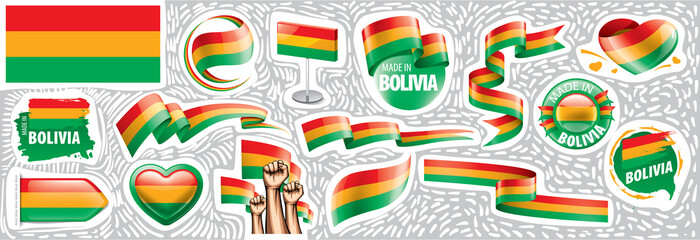 Vector set of the national flag of Bolivia in various creative designs