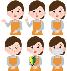 女性　店員　セット　イラスト