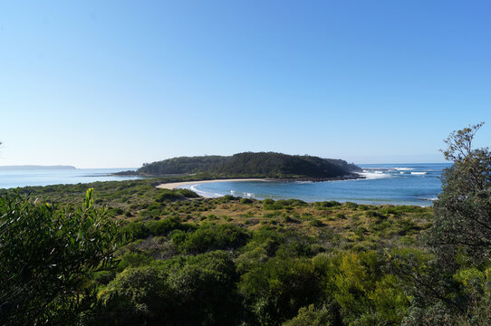 View of Coastal Island on a Clear Day. Broulee Island, Australia.
