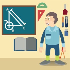 boy with mathematics lesson