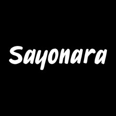 Sayonara brush paint hand drawn lettering on black background. Parting in japanese language design templates for greeting cards, overlays, posters