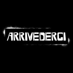 Arrivederci stencil graffiti lettering lettering on black background. Parting in italian language design templates for greeting cards, overlays, posters
