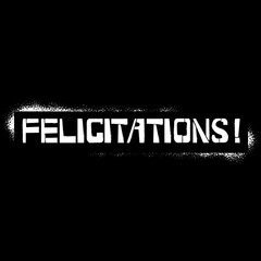 Felicitations stencil graffiti lettering on black background. Congratulations in french language design templates for greeting cards, overlays, posters