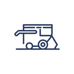 Plow thin line icon. Heavy machine, agricultural equipment isolated outline sign. Farming, agriculture, field work concept. Vector illustration symbol element for web design and apps