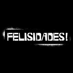 Felisidades stencil graffiti lettering on black background. Congratulation in spanish language design templates for greeting cards, overlays, posters