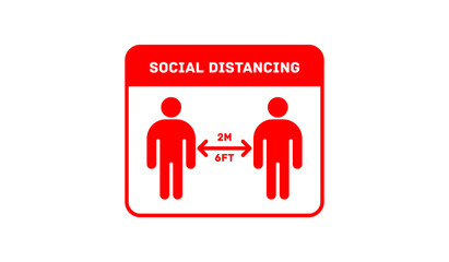 social distancing sign symbol 2 meters 6 feet vector eps