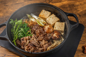 和牛すきやき　Tasty sukiyaki Japanese cuisine
