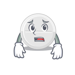 Cartoon image design tablet drug showing worried face