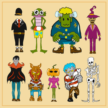 monster collection for halloween content vector image.
