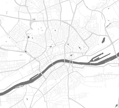 Urban city map of Frankfurt. Vector poster. Grayscale street map.