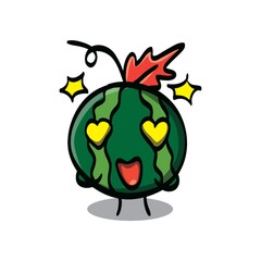 watermelon cartoon character in love