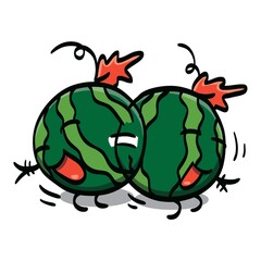 watermelon cartoon characters dancing together