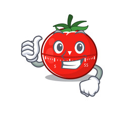 Tomato kitchen timer cartoon picture design showing OK finger pose