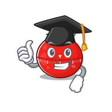 Tomato kitchen timer caricature picture design with hat for graduation ceremony