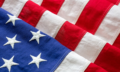 USA flag, US of America sign symbol background, closeup view