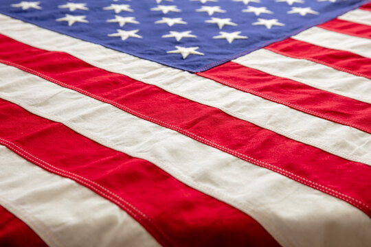 USA flag, US of America sign symbol background, closeup view