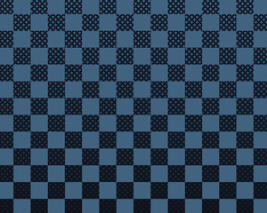 和柄を使った市松模様の背景素材　青