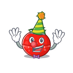 Friendly clown tomato kitchen timer mascot design concept