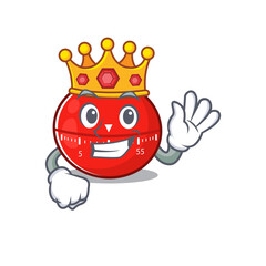 A humble King of tomato kitchen timer caricature design style with gold crown