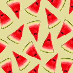 Seamless pattern with watermelon. Group of watermelon. Fruit pattern. 