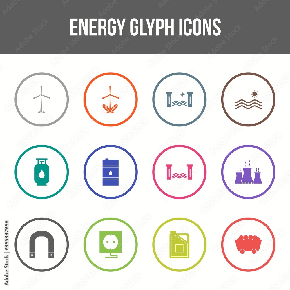 Canvas Prints Unique energy vector glyph icon set