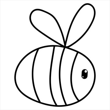 cute little bee with wings, vector kids picture in doodle style, coloring book