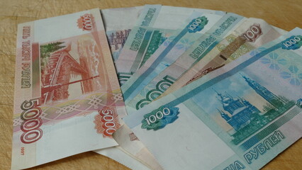 Russian banknotes of various denominations