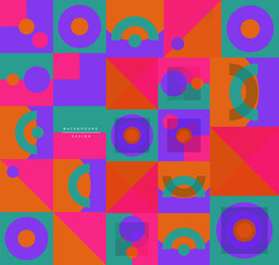 Neo memphis geometric pattern with circles, squares and lines. Pop art abstract background for covers, banners, flyers and posters and other templates