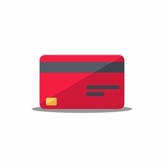 Credit card Red - Shadow icon vector isolated. Flat style vector illustration.