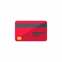 Credit card Red - White Background icon vector isolated. Flat style vector illustration.