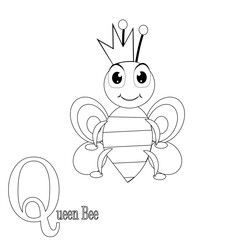 animal alphabet  coloring book vector illustration