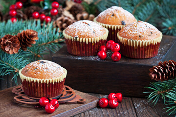 Christmas tasty muffins in paper form