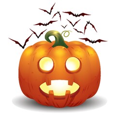 halloween pumpkin and bats