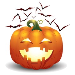 halloween pumpkin and bats