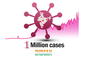 vector illustration logo, symbol or icon design. COVID-19 cases touch the mark of 1 million or 10 lack in India. Cases of corona virus are still increasing.