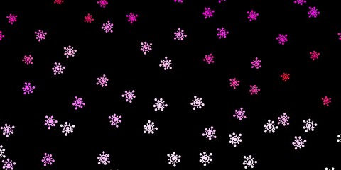 Fototapeta na wymiar Dark pink vector background with covid-19 symbols.