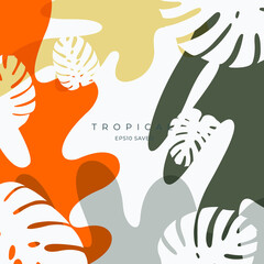 Tropical leaves and Colorful summer background