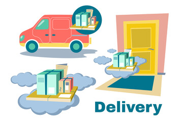 Naklejka premium delivery set vector illustration