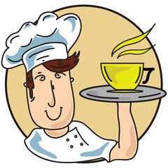 chef holding cup of coffee
