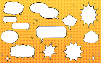 吹き出し素材：グラデーションのかかったポップなドットパターン入りの吹き出し