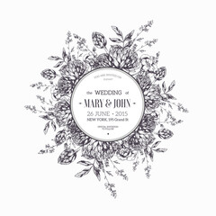 Round flower composition. Wedding invitation.