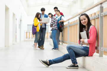 Asian College Student On Campus