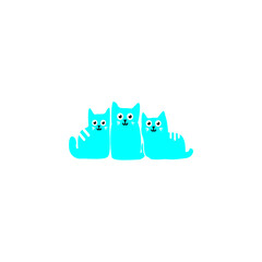 vector illustration of three cat