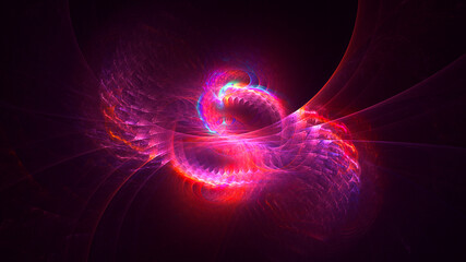 3D rendering abstract multicolor fractal light background