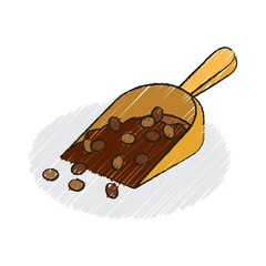 coffee beans in plastic scoop