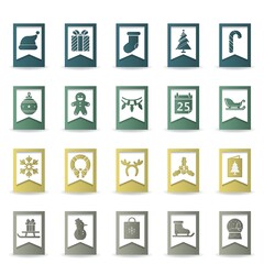set of christmas button icons