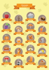 set of autumn labels