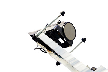 Close up of LNB Satellite Communication System on white background.