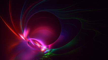 3D rendering abstract multicolor fractal light background